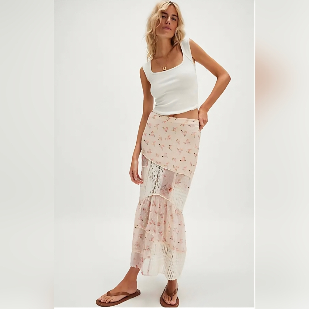 Free People Daniella Lace Maxi Skirt White Size XS NWT - Picture 9 of 15
